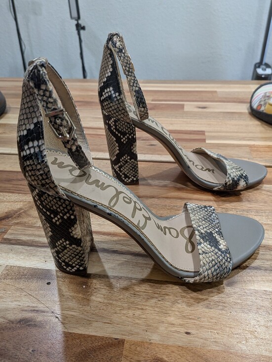 Sam Edelman Shoes - Sam‎ Edelman Heels Size 8.5 Snakeskin Ankle Strap Block Heel Y2K Animal Print
